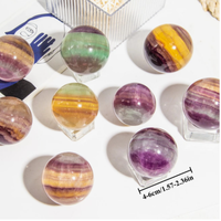 Sphère de Fluorite Naturelle Multicolore de Haute Qualité, Boule de Cristal Arc-en-ciel, Pierre Précieuse Guérisseuse pour Collectionneurs