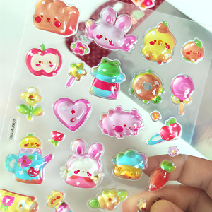 Cute 4Pcs/<b>Set</b> OEM PVC Epoxy Jelly Puffy 3D Resin Drop Stickers for Girls Kids DIY <b>Scrapbook</b> - Product Image 3