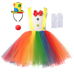 Costume de clown d'Halloween, tutu arc-en-ciel, costume de clown amusant pour filles, tenue de <span class=keywords><strong>blague</strong></span> de carnaval avec collier, bandeau, nez, gants, 2-10 <span class=keywords><strong>ans</strong></span> - Product Image 2