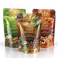 Sacs Mylar personnalisés brillants pour aliments, pochettes verticales refermables, emballage plastique pour bonbons, sacs Mylar