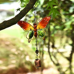 Hierro forjado dibujado a mano, vidrio coloreado, jardín de mariposas, patio, decoraciones de balcón, colgantes de carillón de viento - Product Image 4