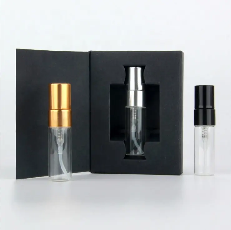 Frasco portátil para recarga de perfume 5ml/10ml, spray de vidro com caixa de papel