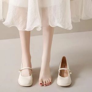 Sandalias de Tacón Alto de Alta Calidad para Mujer, Estilo Nupcial, de Cuero Genuino, Tacón Cuadrado, Cierre Deslizante, Antideslizantes, Cómodas e Informales - Product Image 3