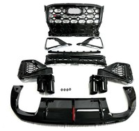 Grille de modification RSQ2 pour Audi Q2, en plastique, style nid d'abeille, avec prise d'air avant et diffuseur arrière à quatre sorties style maille