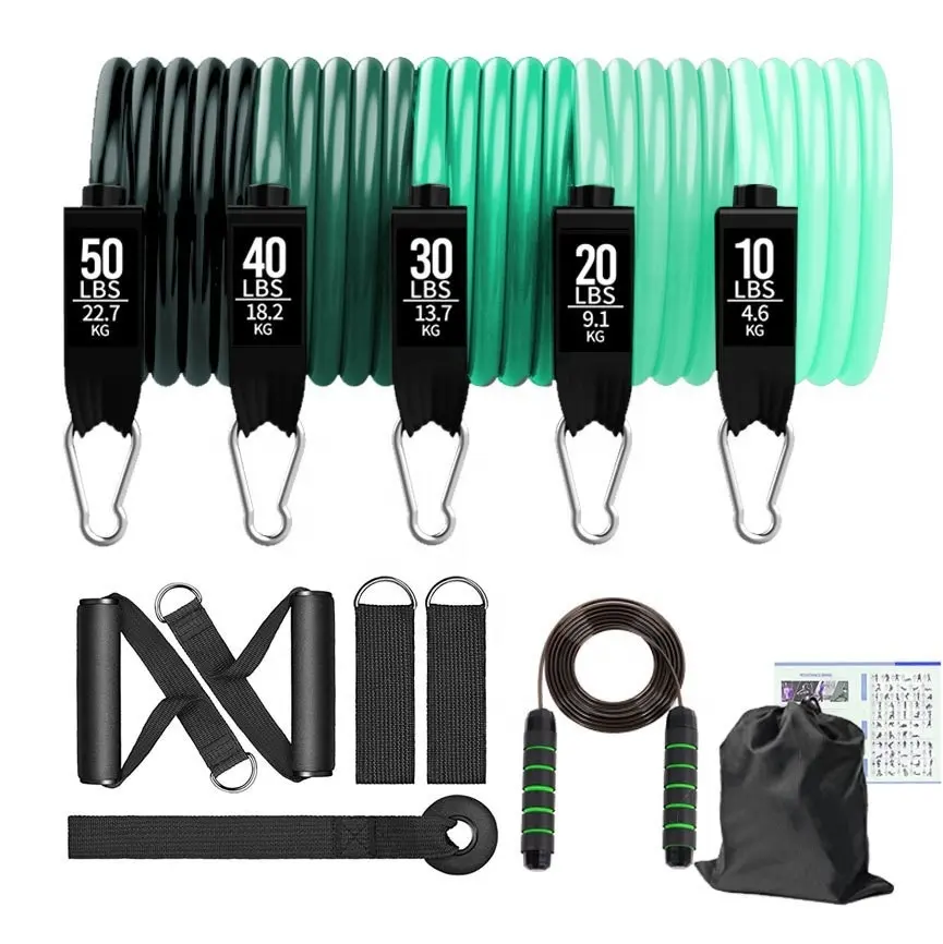 Fábrica atacado 11 Pcs resistência tubo banda 11 peça Resistência Bandas Set Rubber Exercício Tubo Bandas