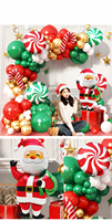 Kit d'arche de ballons de Noël festifs, ensemble de ballons en latex et en aluminium avec chaîne de ballons et colle pour la décoration de centres commerciaux, de maisons et de fêtes.