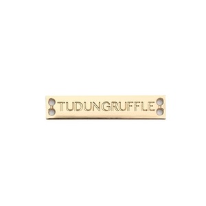 Placa de identificación metálica Desong de acero inoxidable, etiqueta para bolsos, logotipo personalizado fundido a presión para bolsos, carteras y ropa. - Product Image 2