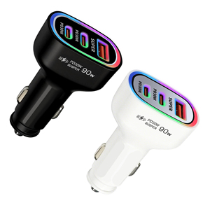 ที่ชาร์จในรถยนต์ 90W USB+2 Type-C ชาร์จเร็วสำหรับโทรศัพท์มือถือ ที่ชาร์จในรถยนต์แบบเร็ว USB-C 90W อะแดปเตอร์ที่จุดบุหรี่ในรถยนต์แบบ USB Type C - Product Image 2