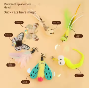 Sang trọng Pet đồ chơi traje de PALO de gato divertido cfa mức độ mèo trêu chọc thanh dài cực Kitten đồ chơi lông thay thế đầu thiết lập - Product Image 2