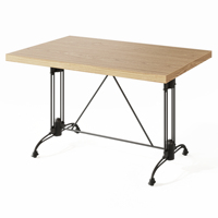 Grande table à manger industrielle Ferrero 01 180x80, plateau en placage MDF, structure en fonte, pieds en acier inoxydable, mobilier moderne pour la maison
