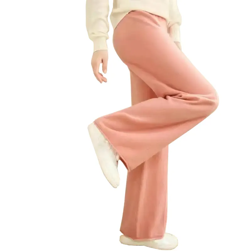 Winter fashion loose cashmere pants for women with plain knit design cashmere trousers women cashmere pants