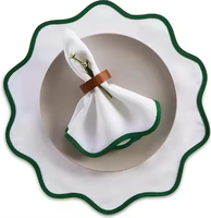 Nouveaux sets de table en tissu français avec bords contrastés, en coton et lin, isolants thermiquement et résistants aux ondulations
