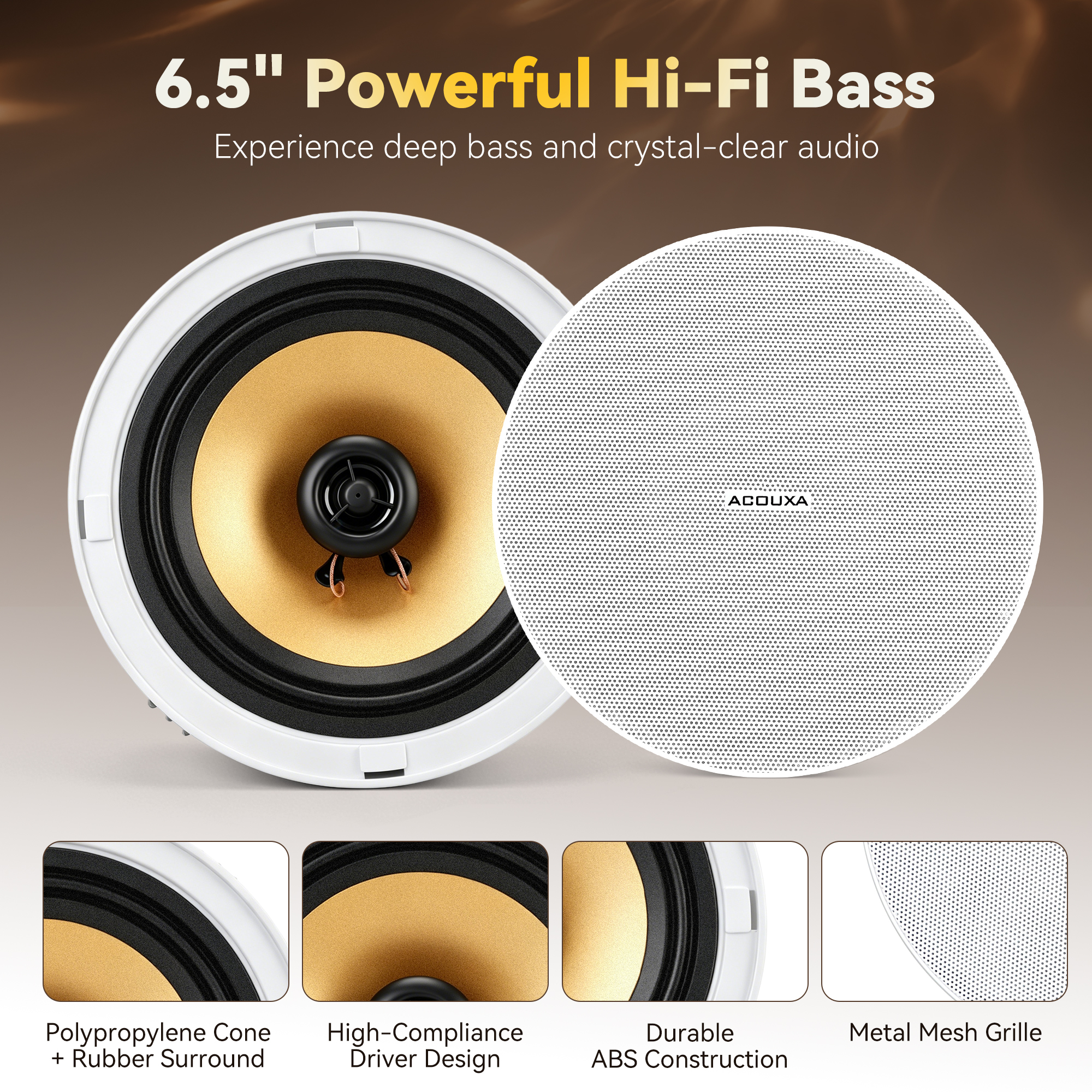 Ceiling Bluetooth Speaker Bluetooth 6.0 in Ceiling Audio Speaker 2 Channel HiFi Wireless Loudspeaker for Home Office · image 2