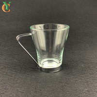 Tasse à thé en verre transparent classique de 200 ml/300 ml/7 OZ/10 OZ avec poignée en acier inoxydable pour boire de l'eau, cadeau d'affaires
