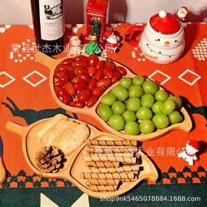Plato de madera Shijie con divisiones y asa para servir frutas y postres - Product Image 1