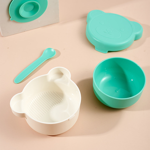 Juego de Vajilla Infantil con Diseño de Osito, Tazón Antiderrames y Antiescaldaduras, Portátil, con Cuchara, para Alimentación - Product Image 2