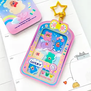 Goedkope Lage Moq Custom Clear Print Acryl Charms Sleutelhanger Diy Acryl Shaker Sleutelhanger