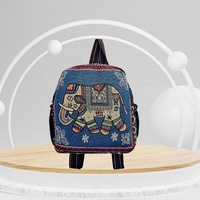 Sac à dos en toile brodé ethnique chinois, motif dessin animé, vintage, mignon, tendance, sac de maman, sac d'école, sac fourre-tout à fermeture éclair, sac à bandoulière arqué