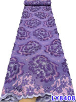 Bahan Baku Gaun Wanita NI.AI Baby Pink Bordir Bunga 3D Swiss Voile Lace untuk Gaun Pesta Pernikahan Acara Formal