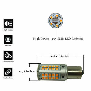 2X ไฟ LED ด้านหน้าด้านหลังไฟเลี้ยวหลอดไฟ 1156 BA15S P21W สีเหลืองอำพัน CANBUS - Product Image 5