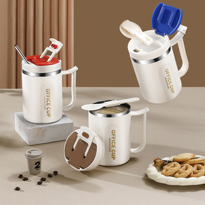Office Cup 304 Stainless Steel Mug With Lid And Spoon Insulated Coffee Cup For Office Use - Product Image 1