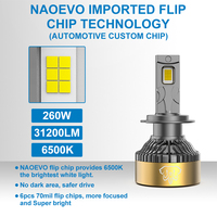 NAO alta calidad NH 260W 31200LM luces LED para auto foco LED H4 H7 H11 9005 9006 auto lámpara H4 alto haz bajo bombillas de faros LED