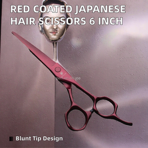 Tijeras de Peluquería Estilo Japonés, Color Rojo Exclusivo, Tijeras de Barbero de 6 Pulgadas, Acero Inoxidable 440C para Corte de Línea Fina - Product Image 2