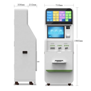 Kiosque en libre-service avec écran tactile capacitif 19'' + 25'', clavier à code, lecteur de carte et paiement, roues universelles 360° - Product Image 2