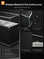 Vitrine à bijoux en verre écologique, moderne, noire, de luxe, avec éclairage LED, étanche, taille personnalisable, pour la présentation en magasin