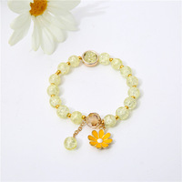 Nouveau Pop Fleur Cristal Petit Aaisy Bracelet Femme Cristal Perlé Mode Fille coeur Simple Et Doux Fleur Bracelet