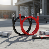 Câbles de batterie en cuivre personnalisables 18AWG 6 AWG avec cosses M8, boîtier en silicone rouge/noir, 90A 380V IP65 pour applications solaires, marines, VR et automobiles