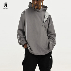 Personalizado cremallera diseñador Oversize gris 100% Terry francés cordón pulóver Hip Hop hombres sudaderas con capucha <span class=keywords><strong>sin</strong></span> costilla - Product Image 1