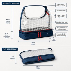 Grande trousse de toilette en maille avec séparation humide/sec, double compartiment, sac de voyage zippé, étui à cosmétiques avec poignée de transport, organisateur, vente en gros - Product Image 2