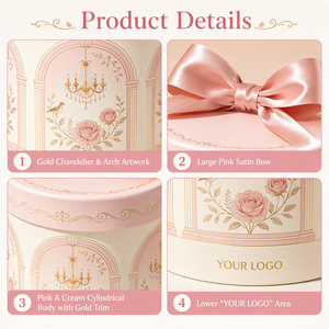 Scatola regalo rotonda di lusso con stampa personalizzata, confezione rigida in cartone per cosmetici e gioielli con design in stile <span class=keywords><strong>palazzo</strong></span> - Product Image 5