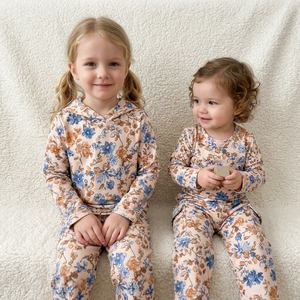 Gran oferta, conjunto de 2 piezas con estampado floral vintage para niñas, top de manga larga con capucha, pantalones con cintura elástica - Product Image 1