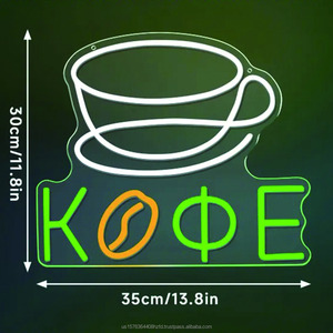 Letrero LED de neón colgante con letras luminosas de café ruso, letrero para tienda, taza de café, luz ambiental, luz indicadora para interiores y exteriores, 5V - Product Image 3