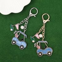 Breloques de sac et porte-clés mignons en forme de voiturette de golf, plaqués argent et or, pour sacs à main
