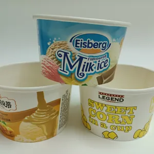 SP094 Food Grade Custom Printed Clear Still Gelato Paper 8OZ Ice Cream Cup Disposable Bowl