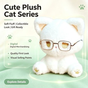 Gatto Seduto Carino e Paffuto, Regalo di Compleanno, Giocattolo in Peluche di Flanella, Unisex, dai 14 Anni in su - Product Image 5