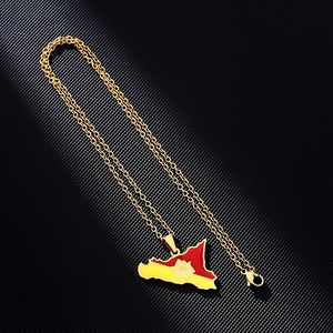Collar con Colgante de Acero Inoxidable para Hombre y Mujer, Joyería Étnica con Mapa, Regalo Italiano, Nuevo Mapa de la Isla de <span class=keywords><strong>Sicilia</strong></span>, <span class=keywords><strong>Bandera</strong></span> de Italia - Product Image 4