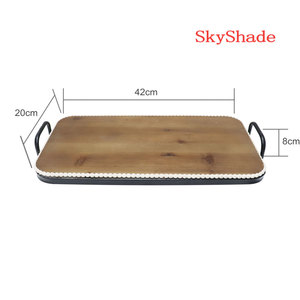 Bandeja de madera hecha a mano Art Deco moderna bandeja de servicio decorativa de Mesa para el hogar para almacenamiento de comidas y uso doméstico - Product Image 5