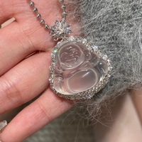 Nouveau Collier Pendentif Gourde Émail Bleu Dégradé Style Chinois Antique, Ensemble Chaîne de Clavicule Luxe Élégant Polyvalent