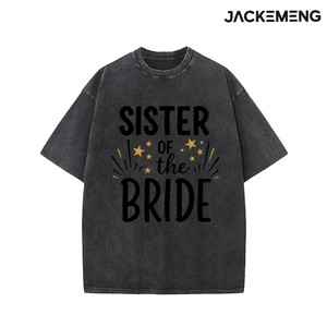 Washed Oversized Cotton <strong>Tshirt</strong> With Sister of the <strong>Bride</strong> Print Retro Streetwear Daily Casual Wear Tee USA Warehouse Wholesale - Product Image 4