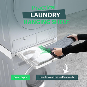 Kit d'empilage pour lave-linge et sèche-linge <span class=keywords><strong>à</strong></span> chargement frontal avec étagère, support extensible et bandes <span class=keywords><strong>à</strong></span> cliquet, installation manuelle facile - Product Image 2