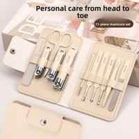 Kit de manucure professionnel 11 pièces en acier inoxydable pour hommes – Trousse de toilettage et coupe-ongles