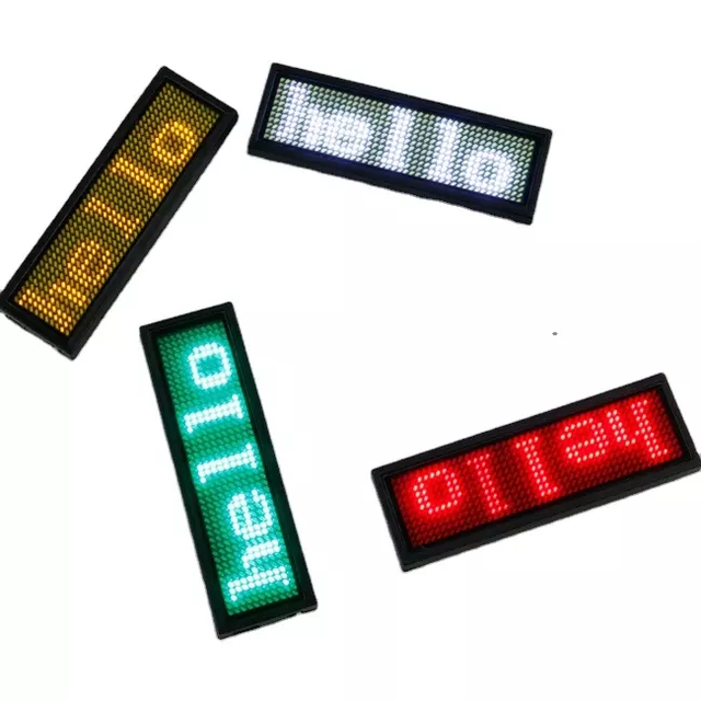 USB Red Blue Green Yellow White Purple Rechargeable Programmable Scrolling LED Name Badge Smart Name Tag