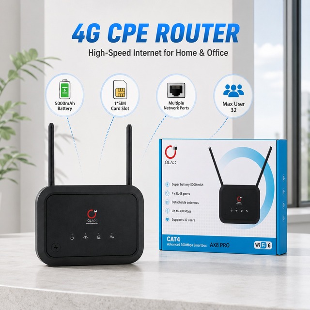OLAX AX8 PRO 4G CPE WiFi Router With 4000mah Battery  300mbps Wireless Mesh Router with 4 LAN Port VPN
