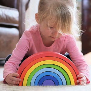 Blocs d'empilage <span class=keywords><strong>arc</strong></span>-<span class=keywords><strong>en</strong></span>-<span class=keywords><strong>ciel</strong></span> Montessori éducatifs, jouets d'apprentissage <span class=keywords><strong>en</strong></span> <span class=keywords><strong>bois</strong></span> brut pour enfants - Product Image 4