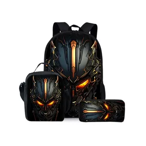 Sacs à dos en polyester imperméable à l'eau avec impression de robots mécaniques, ensemble de trois pièces pour garçons et filles, sacs d'école à dessin animé 2D - Product Image 1