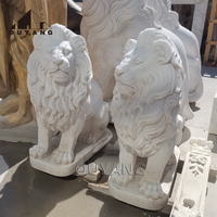 QUYANG Décoration extérieure pour la maison, statues d'animaux de jardin sculptées à la main grandeur nature, statue de lion en marbre pour l'entrée